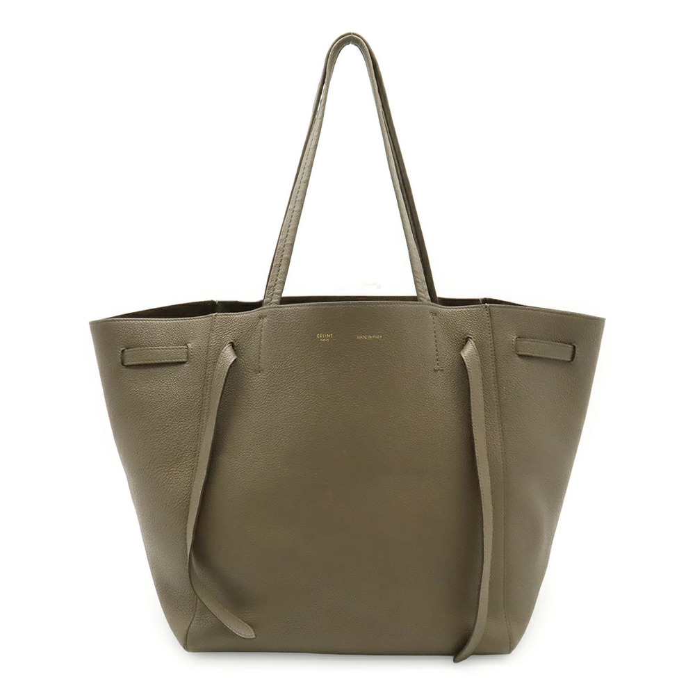 Celine Cabas Phantom Belt Tote Bag Shoulder Hobo Leather Taupe Gray Greige Gray